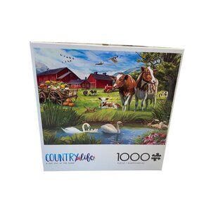 Country Life 1000 Piece Puzzle A Day Out At The Farm‎ Jigsaw Swan Cow Calf Barns